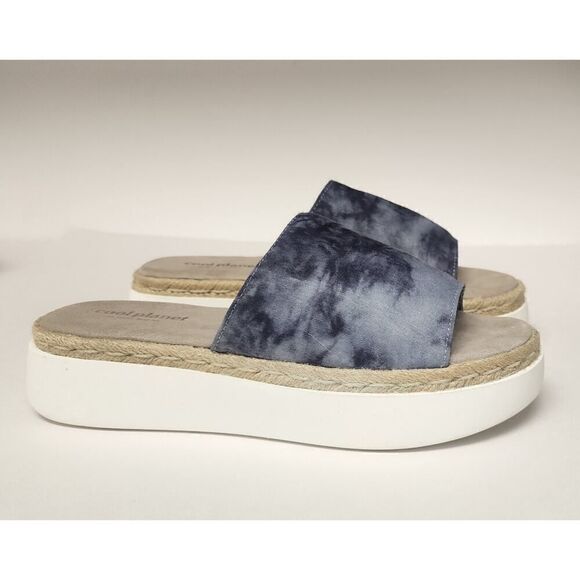 Cool Planet by Steve Madden Women's Juniper Gray Multi Tie-Dye Slide Sandals 7.5 - Picture 4 of 8